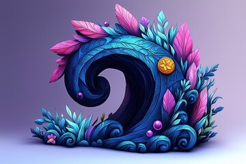 Wall Mural - Abstract Floral Wave Design