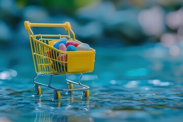 Shopping Cart with Coloured Stones