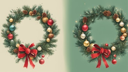 Wall Mural - christmas wreath isolated on white