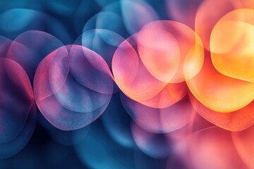 Sticker - Abstract background with blue, orange, and pink bokeh circles.