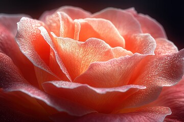 Canvas Print - Close-up of a soft pink rose with delicate petals and a light glow.