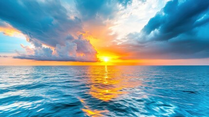 Sticker - Vibrant Sunset Over Calm Ocean Waters