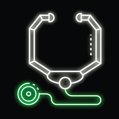 Canvas Print - Neon stethoscope shining on a black background, representing healthcare and medical services