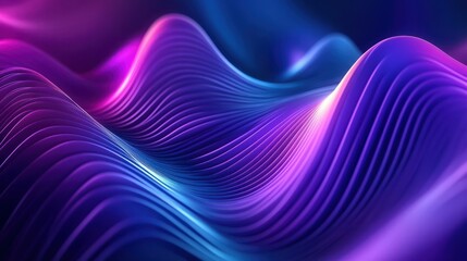 Wall Mural - blue purple wave line light gradient dark background. abstract technology big data digital backgroun