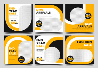 Wall Mural - Set of modern square banner design template. Usable for social media post, cover, banner, flyer.