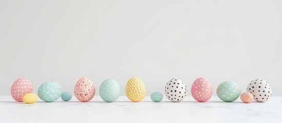 Wall Mural - Dotted Easter Eggs In Front Of White Background