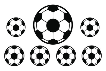 Wall Mural - Set of  Soccer football balls silhouette collection, Football ball symbol, vector illustration on white background