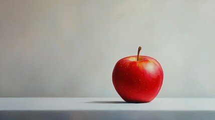 Poster - A Single Red Apple on a White Tabletop