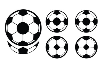 Wall Mural - Set of  Soccer football balls silhouette collection, Football ball symbol, vector illustration on white background