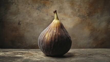 Wall Mural - Single Ripe Fig on Rough Surface