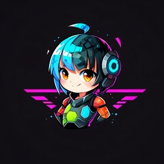 Canvas Print - Anime Girl with Headphones and Futuristic Suit