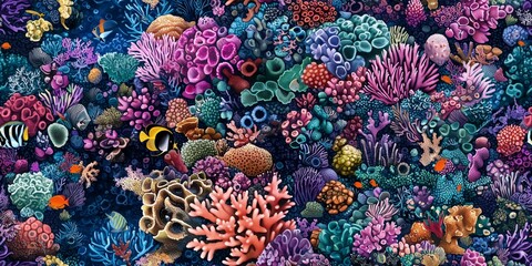 Wall Mural - showcasing a vibrant underwater coral reef teeming with life