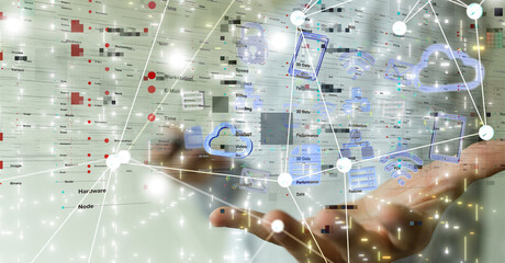 Wall Mural - business intelligence analyst dashboard on virtual
