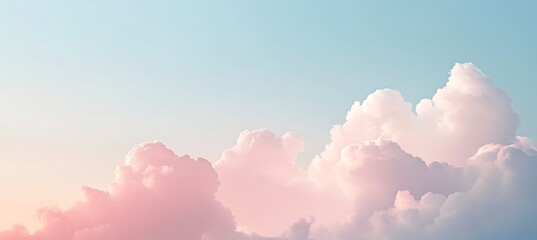 Wall Mural - A soft, cloud-covered sky with a pastel gradient and space for text