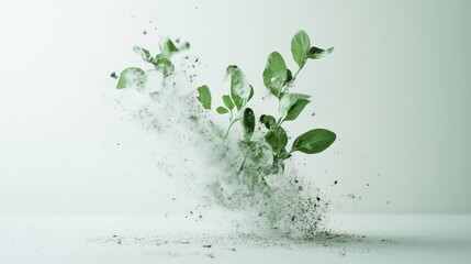 Wall Mural - Green Plant Emerging From A Cloud Of Dust