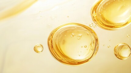 Wall Mural - A close up of a yellow liquid with bubbles in it