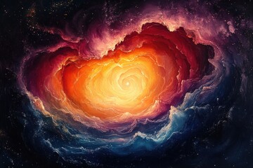 Poster - A swirling nebula of vibrant colors with a bright center, resembling a cosmic rose.