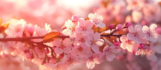 Sticker - Pink Blossoms in Soft Sunlight