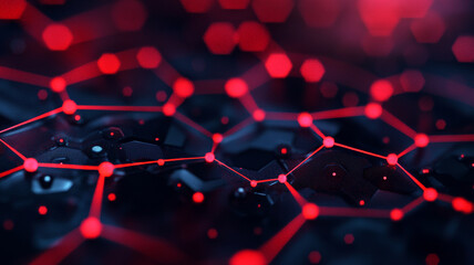 Abstract red and black hexagonal pattern illustrating digital technology concepts