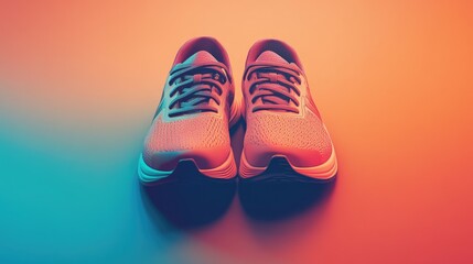 A pair of running shoes isolated on a bright single-color background, perfect for adding text or logos.