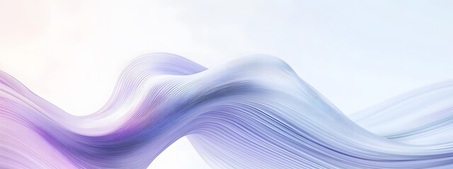 Wall Mural - A white, curved, wave-shaped structure on the left side of an abstract background with light blue and purple tones