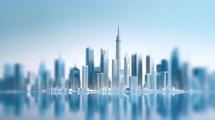 Wall Mural - Cityscape with Reflections and a Tall Skyscraper