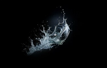 Aufkleber - A water splash frozen in time against a dark background, showing the intricate details of the liquid.