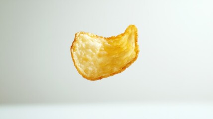 Sticker - A Single, Golden-Brown Potato Chip Floating in Mid-Air