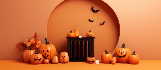 Wall Mural - Halloween Pumpkin Decor with Bats