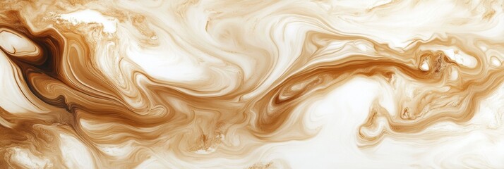 Aufkleber - Rich coffee mixes with creamy hues, forming an intricate marbled pattern that captivates the eye with its fluid motion and warm tones. Generative AI
