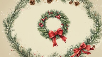 Poster - christmas wreath isolated on white