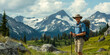 © Lila Patel - A hiker stands confidently against a dramatic mountain backdrop.
