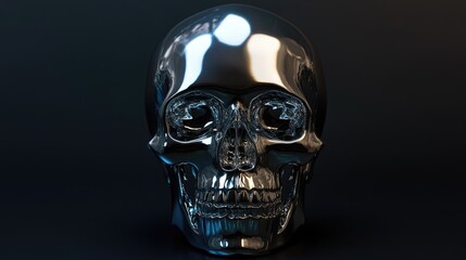 Canvas Print - Metal Skull on Dark Backdrop