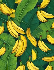 Poster - Tropical banana leaves & fruit