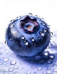 Wall Mural - Close up of a blueberry with water droplets