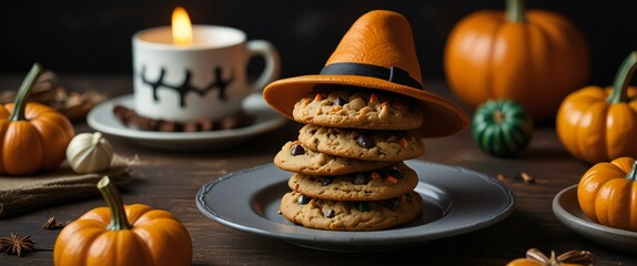 halloween pumpkin pie with pumpkin