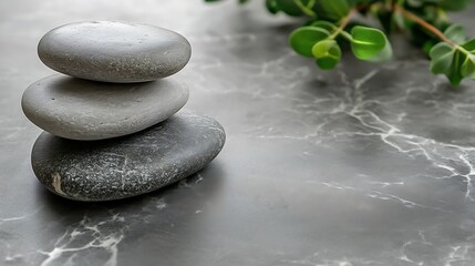 Canvas Print - Stack of Stones on a Marble Surface