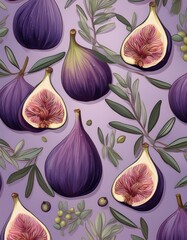 Sticker - Fresh figs and leaves pattern