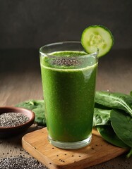 Wall Mural - Green smoothie with cucumber