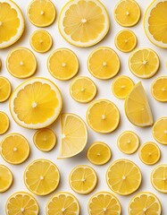 Wall Mural - Fresh lemons sliced on white