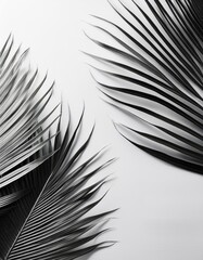 Wall Mural - Palm leaves on white background