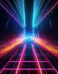 Poster - Neon lights create a futuristic scene.