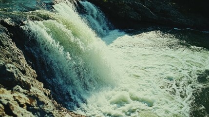 Sticker - Waterfall cascading over rocks with white foamy water