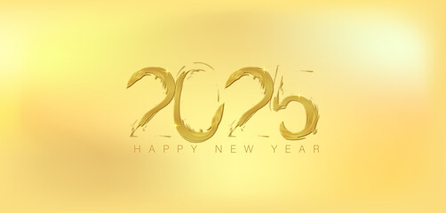 Wall Mural - A festive gold background featuring the golden numbers 2025 to celebrate the New Year with elegance and joy