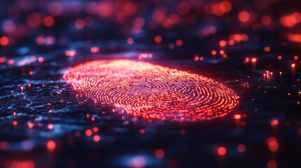 Sticker - A glowing fingerprint made of particles, representing digital security and identity.