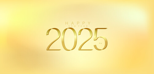 Wall Mural - A festive gold background featuring the golden numbers 2025 to celebrate the New Year with elegance and joy