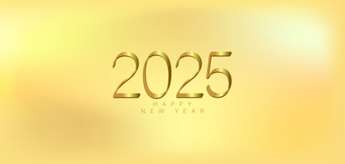 Wall Mural - A festive gold background featuring the golden numbers 2025 to celebrate the New Year with elegance and joy