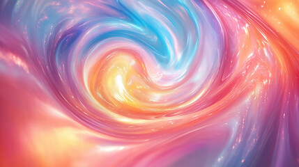 Sticker - Vibrant Swirling Pastel Galaxy With Luminescent Colors In Abstract Motion