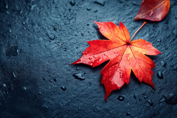Wall Mural - red maple leaf on the ground