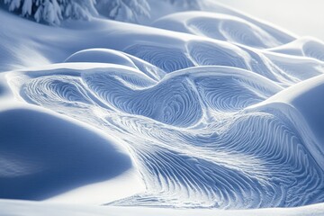 Canvas Print - Windswept Snowdrifts Forming Intricate Patterns in a Snowy Mountain Landscape